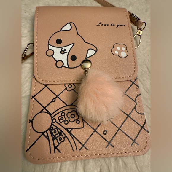 Cute Pink Crossbody Bag with Cat Design - Picture 3 of 9